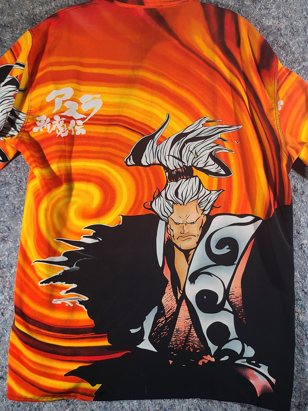 DTEK Sport Anime Button Up Shirt XL Orange All Over Print Graphic Polyester - Picture 2 of 6